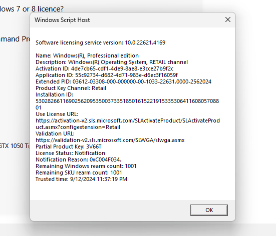 how to fix this thing? i tried to get product key but its not working ...