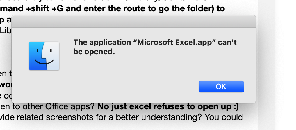 The application “Microsoft Excel.app” can’t be opened. - Microsoft Q&A