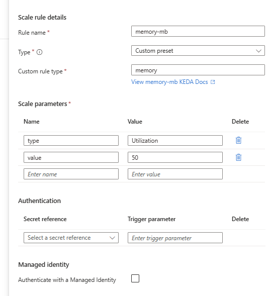 Azure Container App to Scale by Memory Usage in Size but NOT Percentage ...