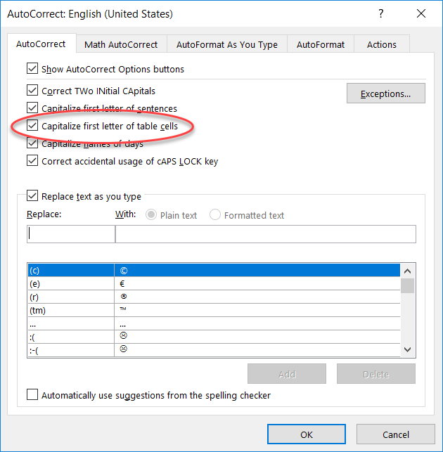Don't want to capitalize vs. in a table - Microsoft Q&A
