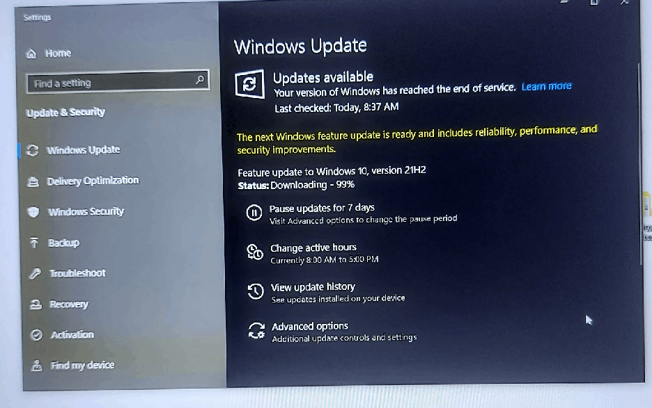 Blue Screen in the middle of updating to Windows 10 21H2 - Microsoft Q&A