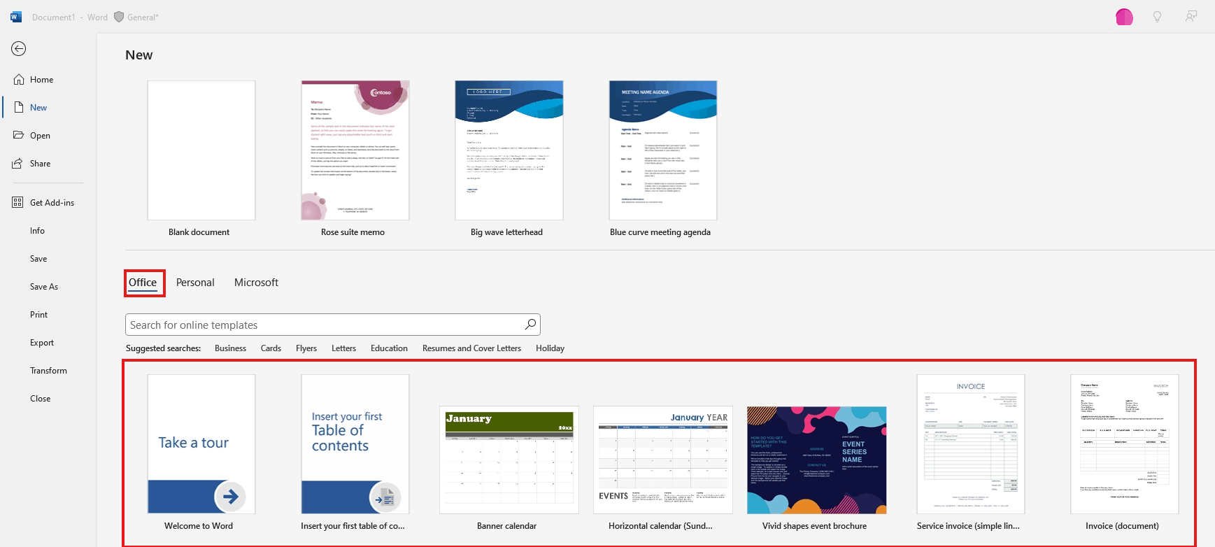 Microsoft 365 /Office Template not being shown? - Microsoft Q&A
