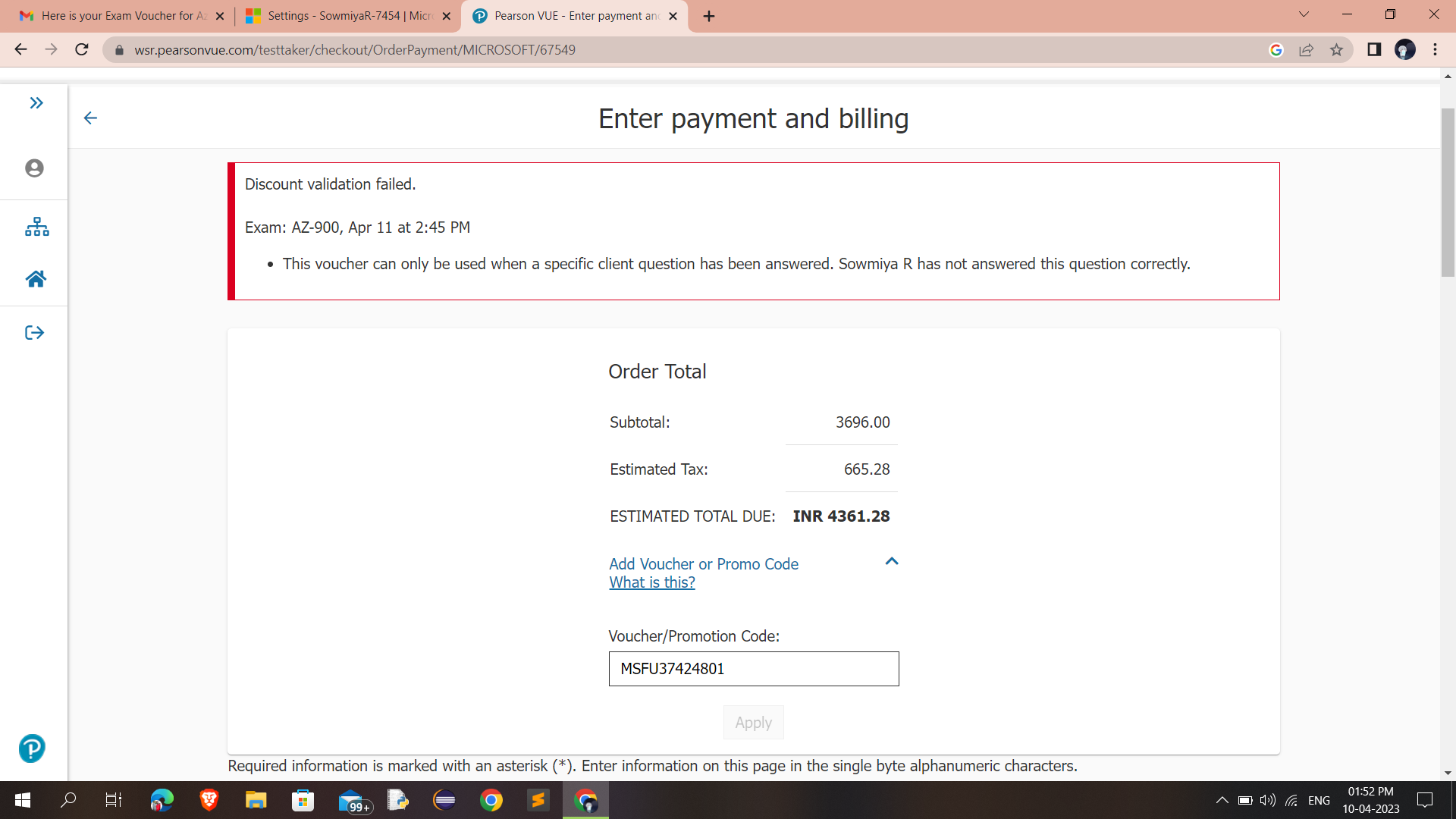 This voucher can only be used when a specific client question has been