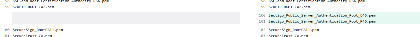 Azure platform is missing the 'new' Sectigo Public Server ...
