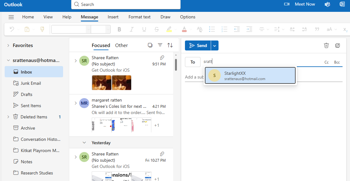 On my Outlook/ Hotmail email account, when I'm sending an email, the ...