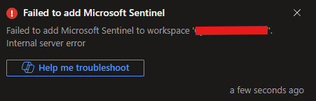Sentinel workspace cannot be created - Microsoft Q&A