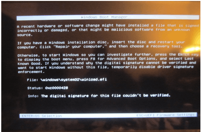 Windows 11 errors 0xC0000428 on Dual Boot machine with Builds