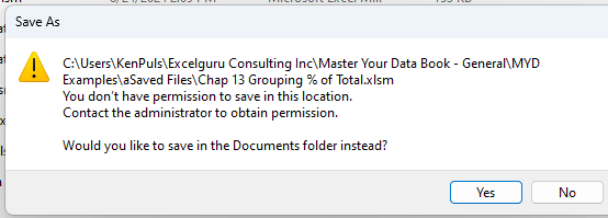 Can't Save file to location - Microsoft Q&A