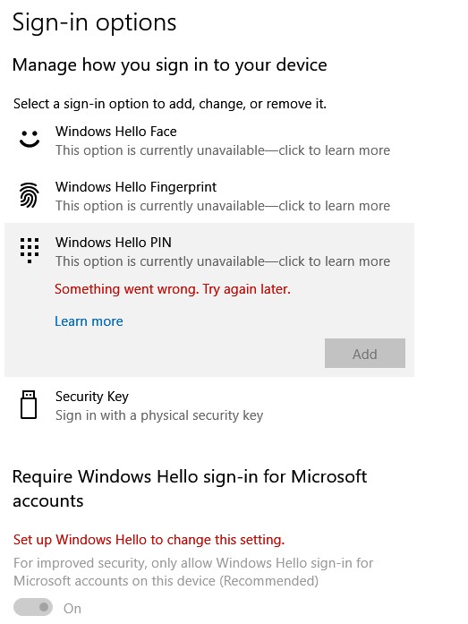 Sign-in with with Windows Hello. - Microsoft Q&A