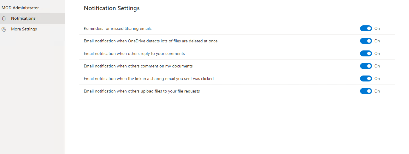 Email notification management for shared documents in Office 365 ...