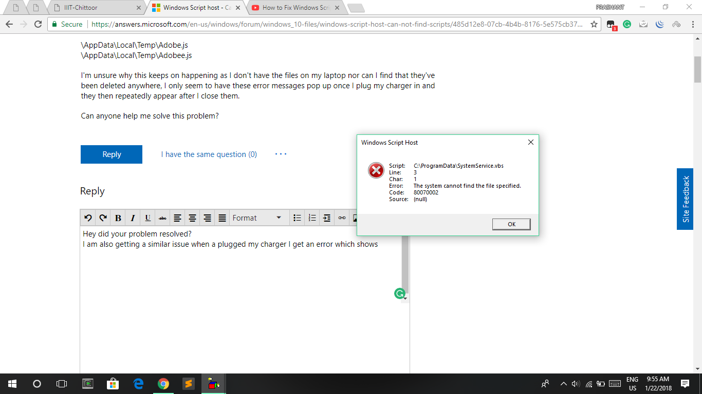 Windows Script host - Can not Find Scripts - Microsoft Q&A