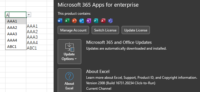 My excel's AutoComplete Searchable dropdown list feature is no longer ...