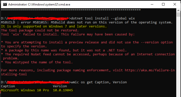 Failed to install WixTool on Windows 10 Pro - Microsoft Q&A