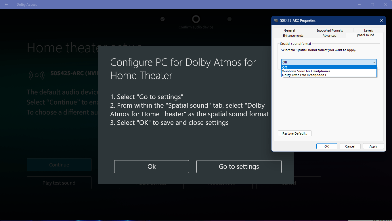 Dolby Atmos for Home Theater is missing from Spatial audio in Windows ...