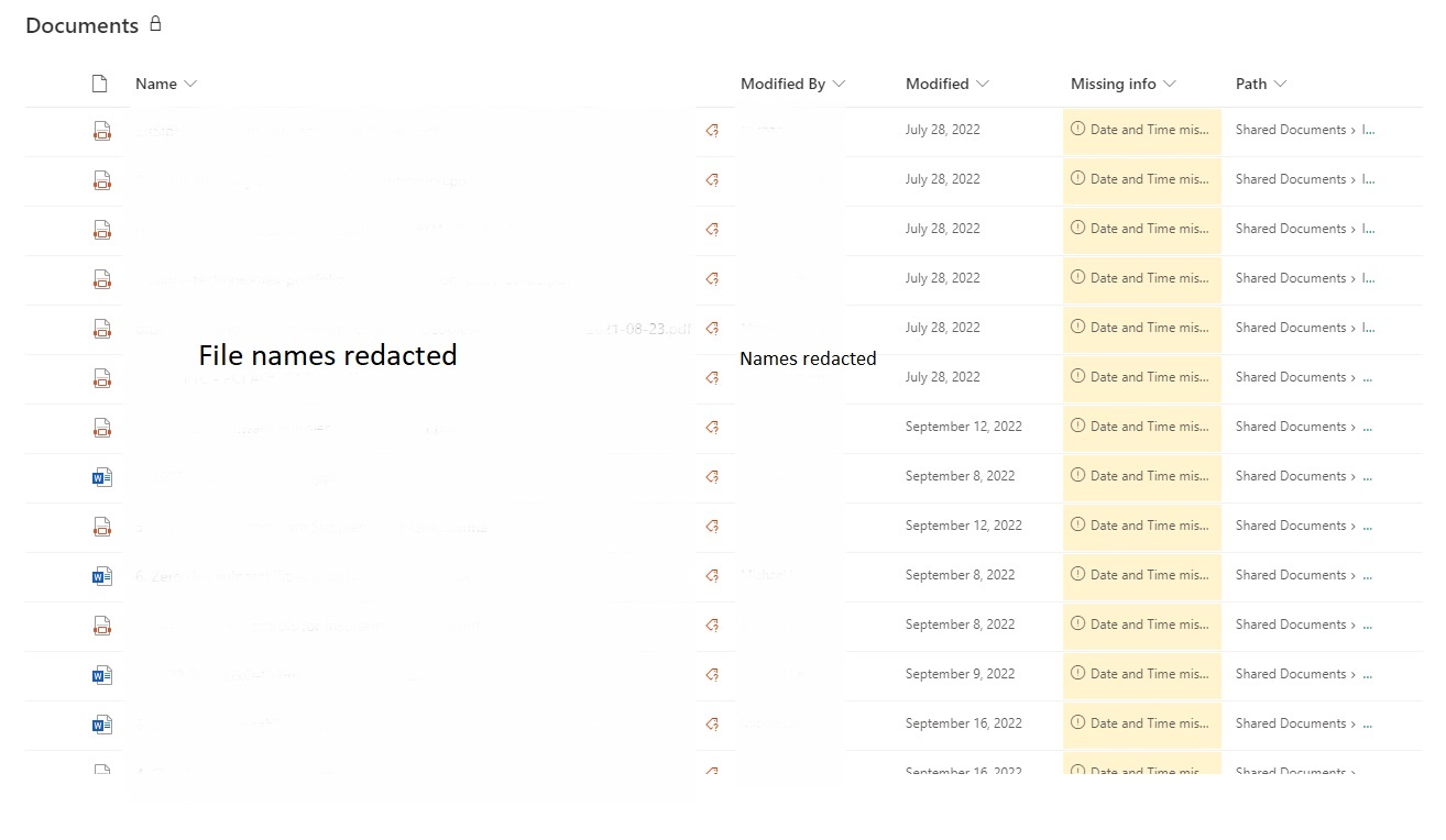 My Office files are missing required date - Microsoft Q&A