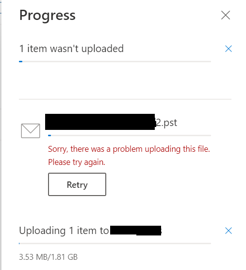 Upload fails for anything over 100MB - Microsoft Q&A