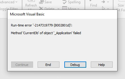 Error in Back Office