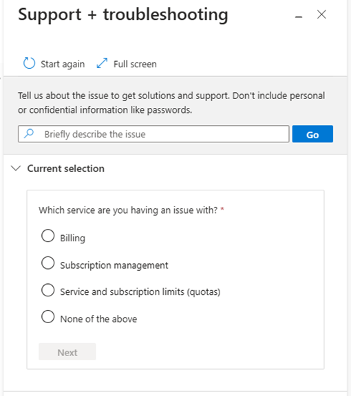 We are not able to raise a support request to Azure despite we are ...