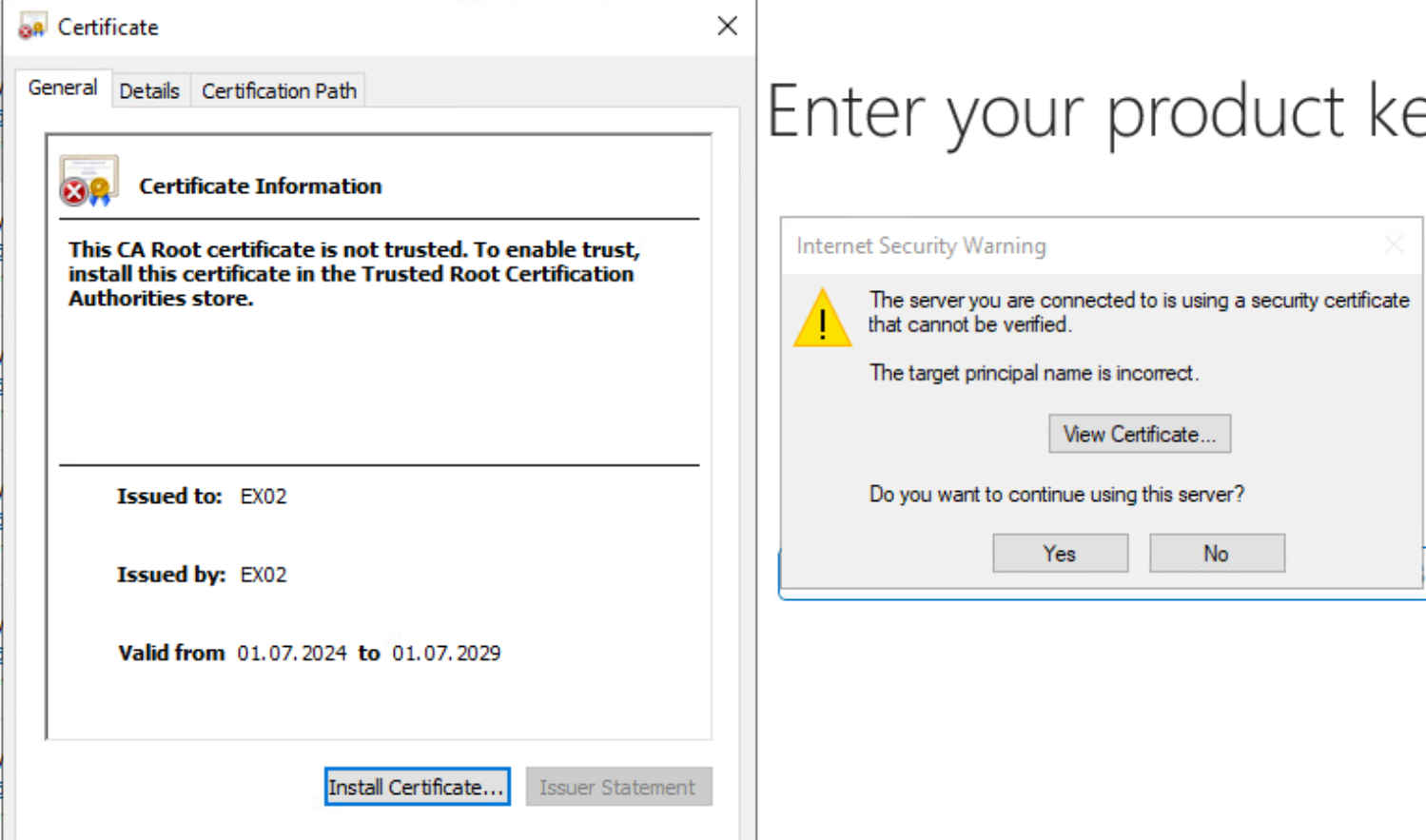 Certificate problem Microsoft Q&A