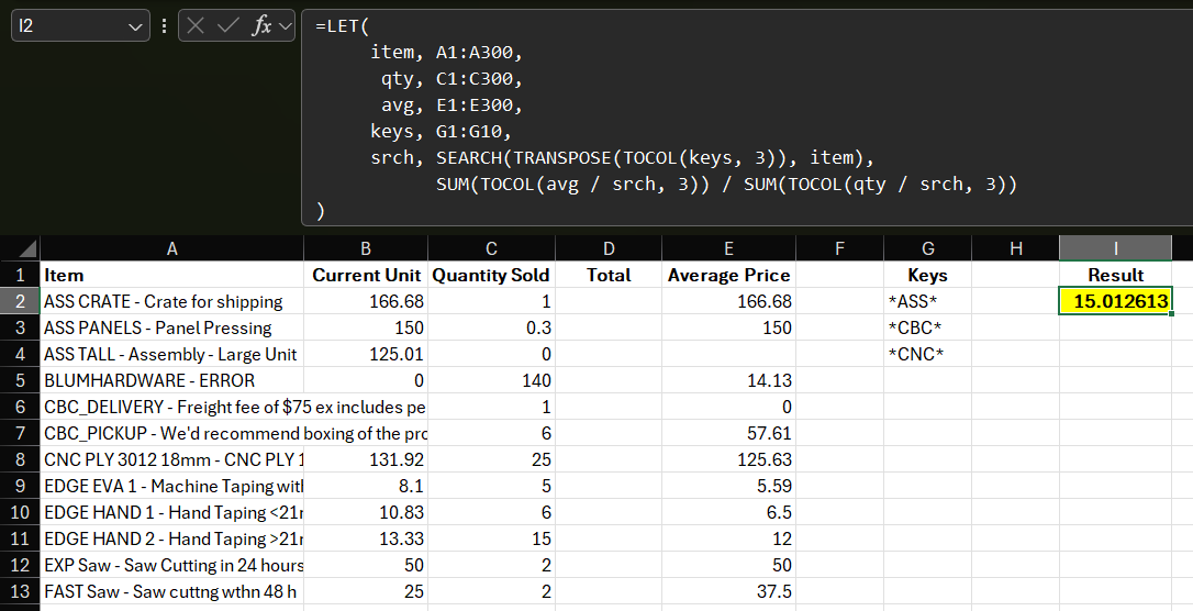 Combining a Let and averageif formula. - Microsoft Q&A
