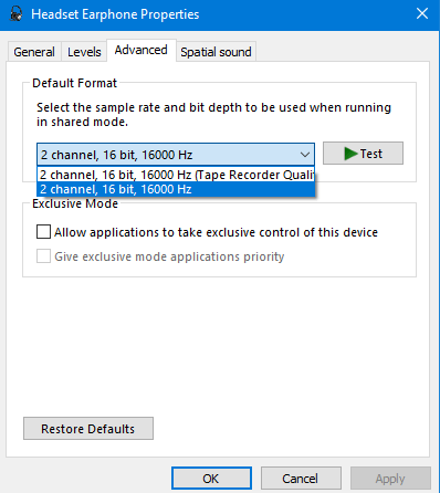 Audio Sample Rate is grayed out and wont let me change it. - Microsoft Q&A