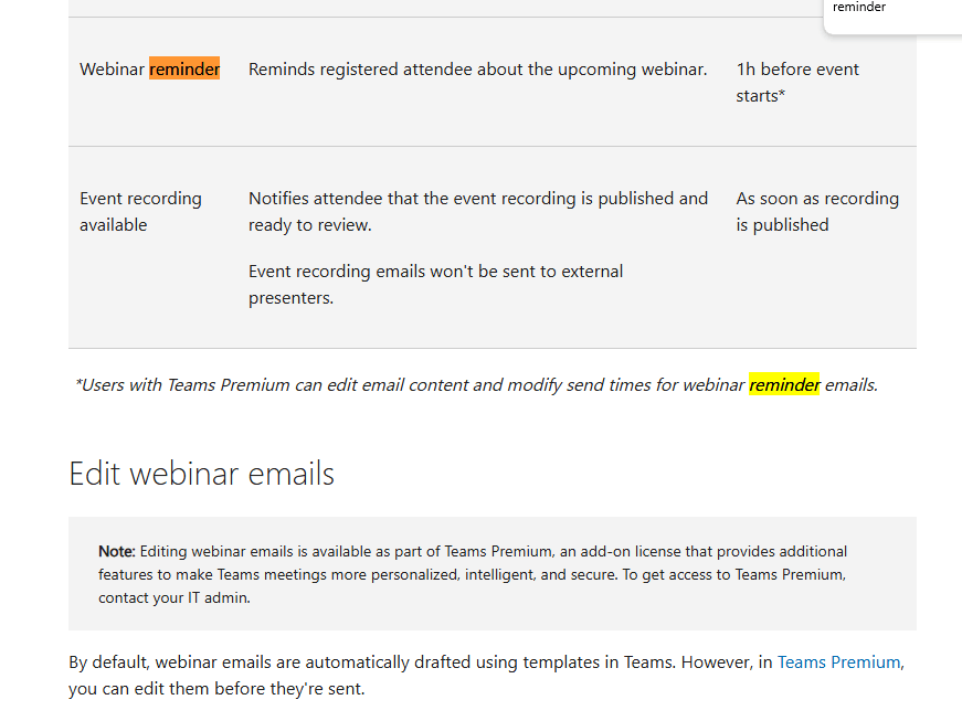 Microsoft Teams Webinar - Final reminder emails not sending at correct ...