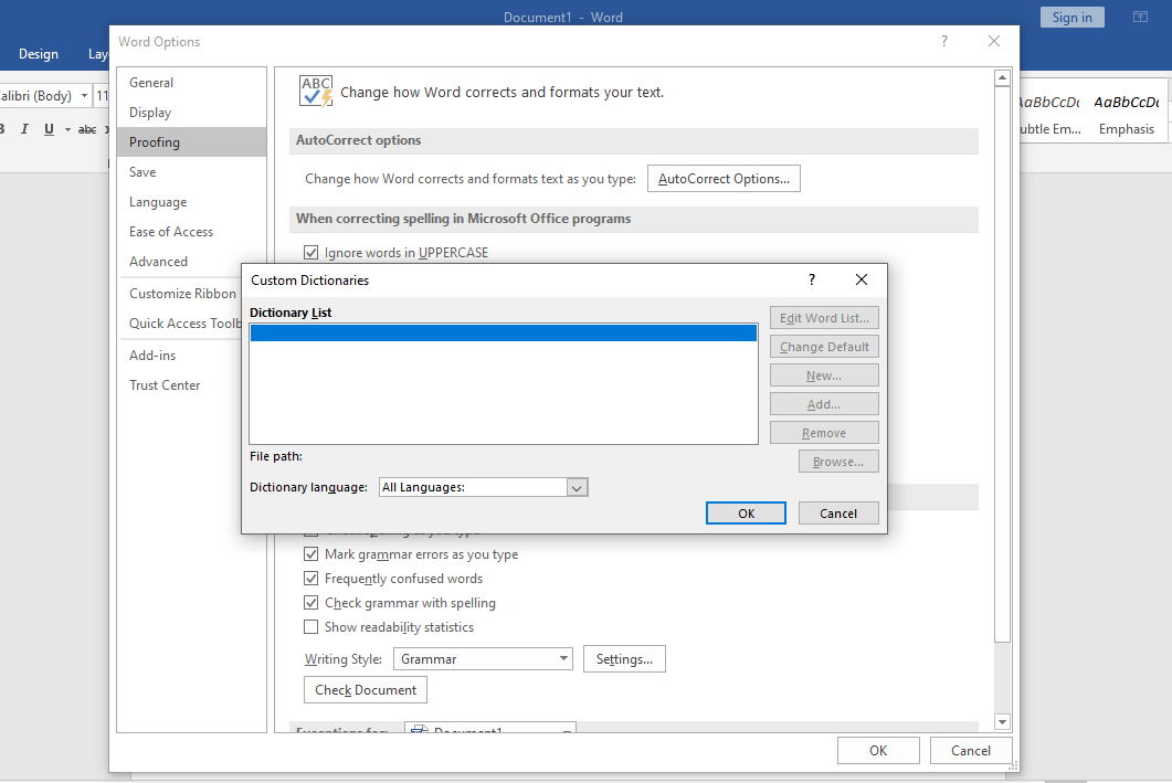 How do I add Custom.dic file back in word? I accidently deleted the ...