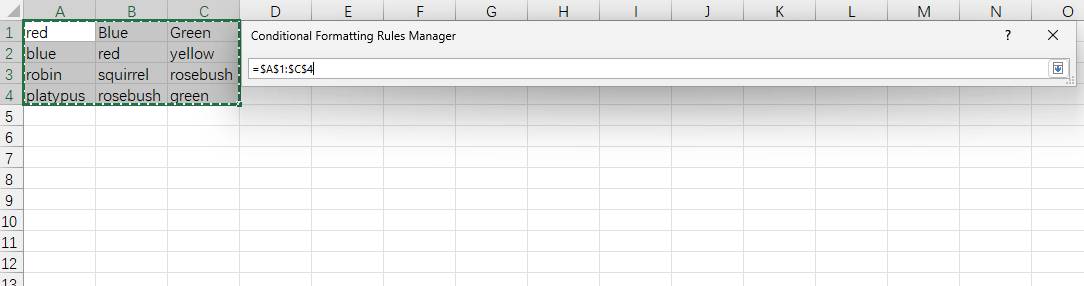 Conditional formatting duplicates does not function. - Microsoft Q&A