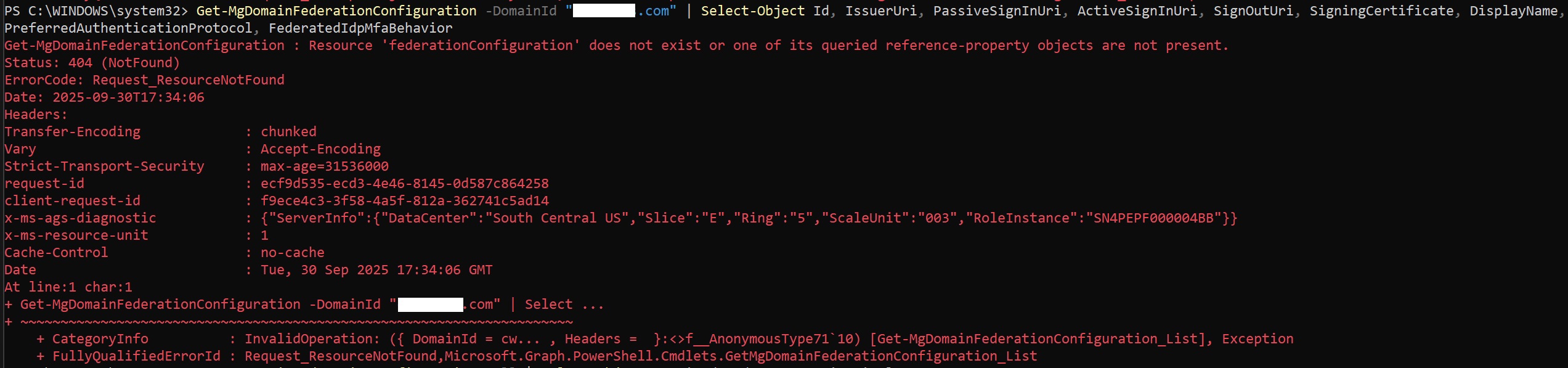 Get-MgDomainFederationConfiguration
