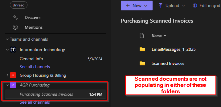 Scanned Files into Microsoft Teams No Longer Showing in Files Tab ...