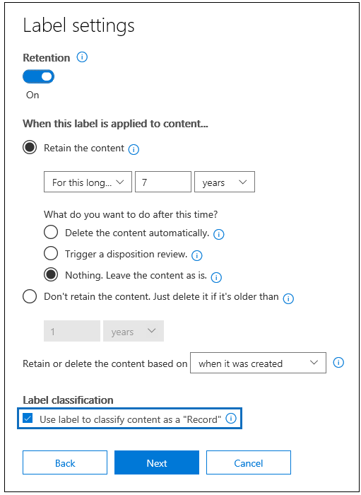 Setting up a retention policy separately for a folder or document ...