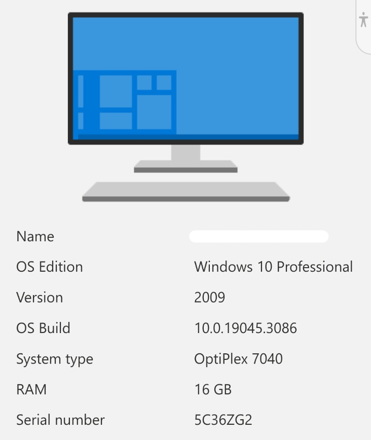 Screenshot of PC information that might prove useful. - Microsoft Q&A