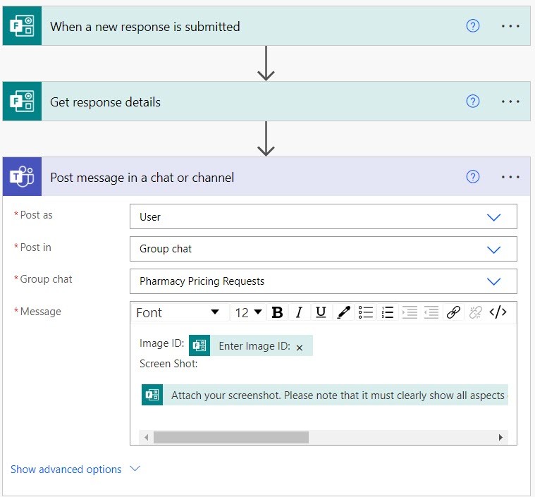 Need to send an uploaded pic attachment from a Form to a chat ...