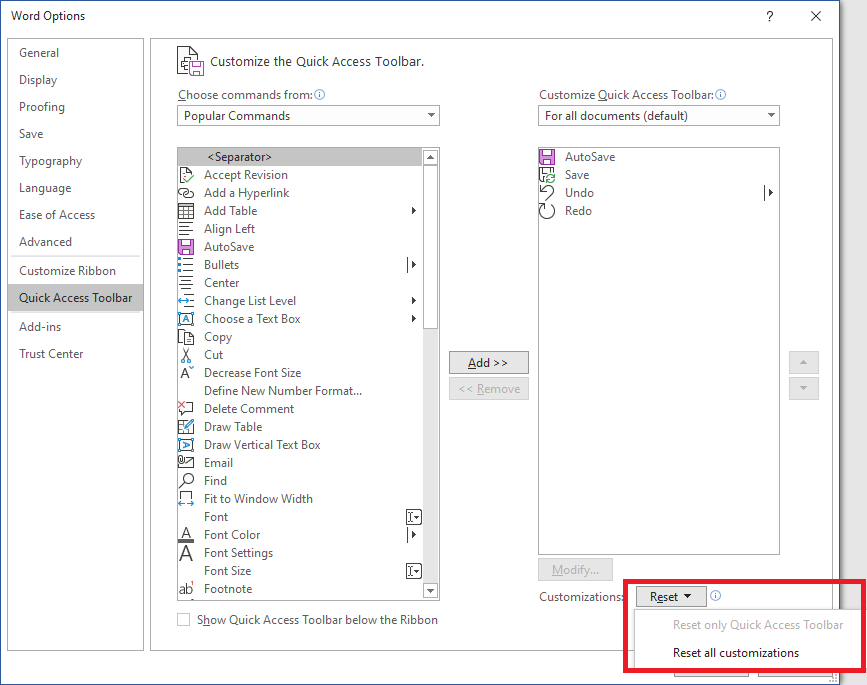 Update to MS365 removed my quick access toolbar data. - Microsoft Q&A