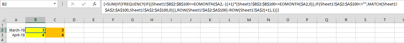 Count unique values within a date range without referencing the ...