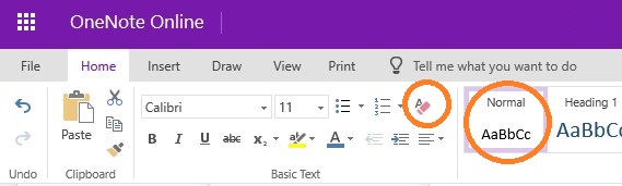 OneNote Web retaining text formatting - Microsoft Q&A