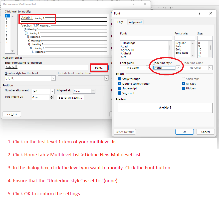 Underlining between outline level and text - Microsoft Q&A