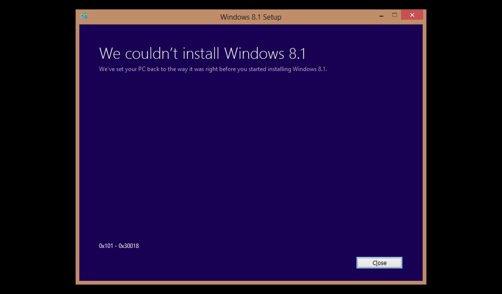 0x101 - 0x30018 during Windows 8.1 installation - Microsoft Q&A