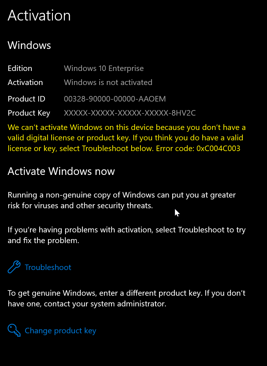 Cannot activate Windows 10 Enterprise - Microsoft Q&A