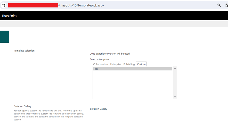 Missing Custom tab under the Template Selection in SharePoint online ...