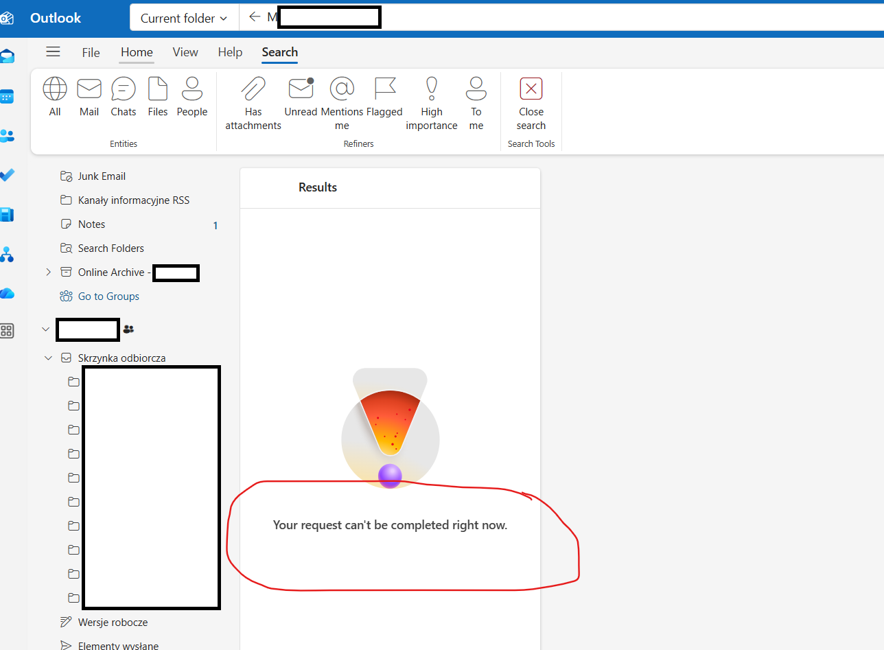 Unable to search emails in Outlook Web, Classic, and New Outlook ...