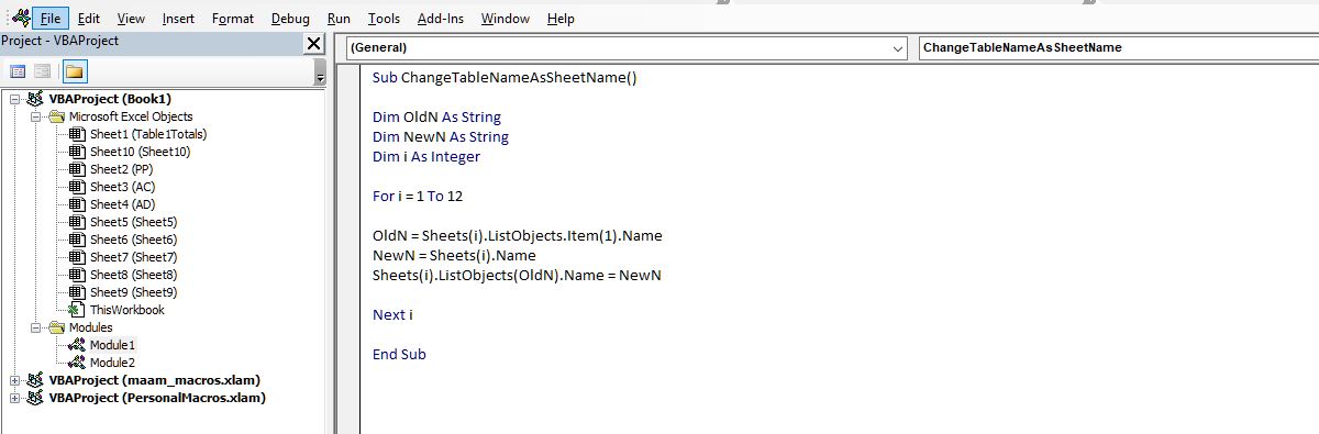 Table Name = Sheet Name - Microsoft Q&A
