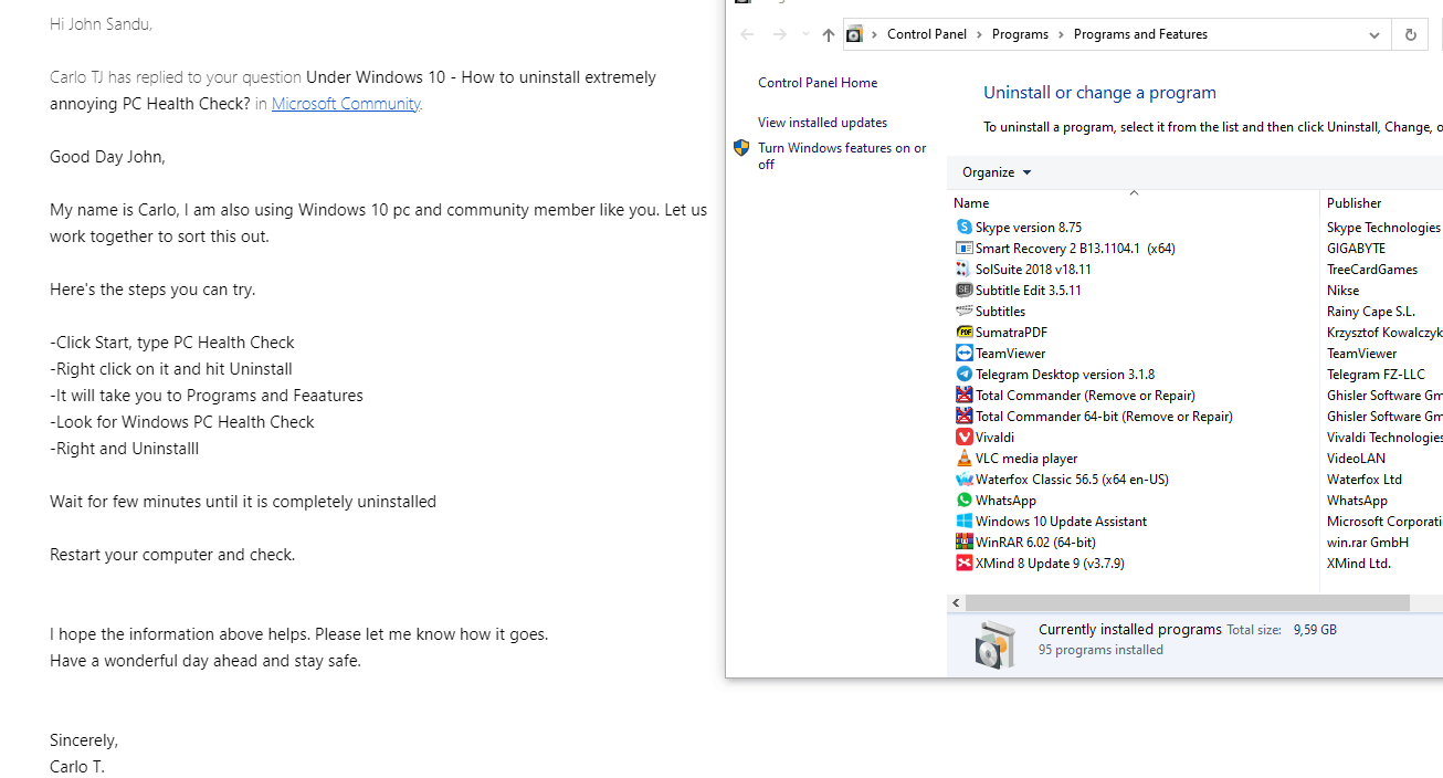 Under Windows 10 - How to uninstall extremely annoying PC Health Check ...