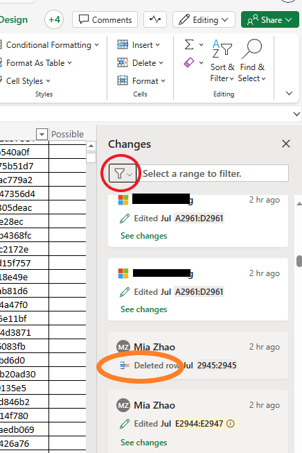 How to export "Changes" of excel online - Microsoft Q&A