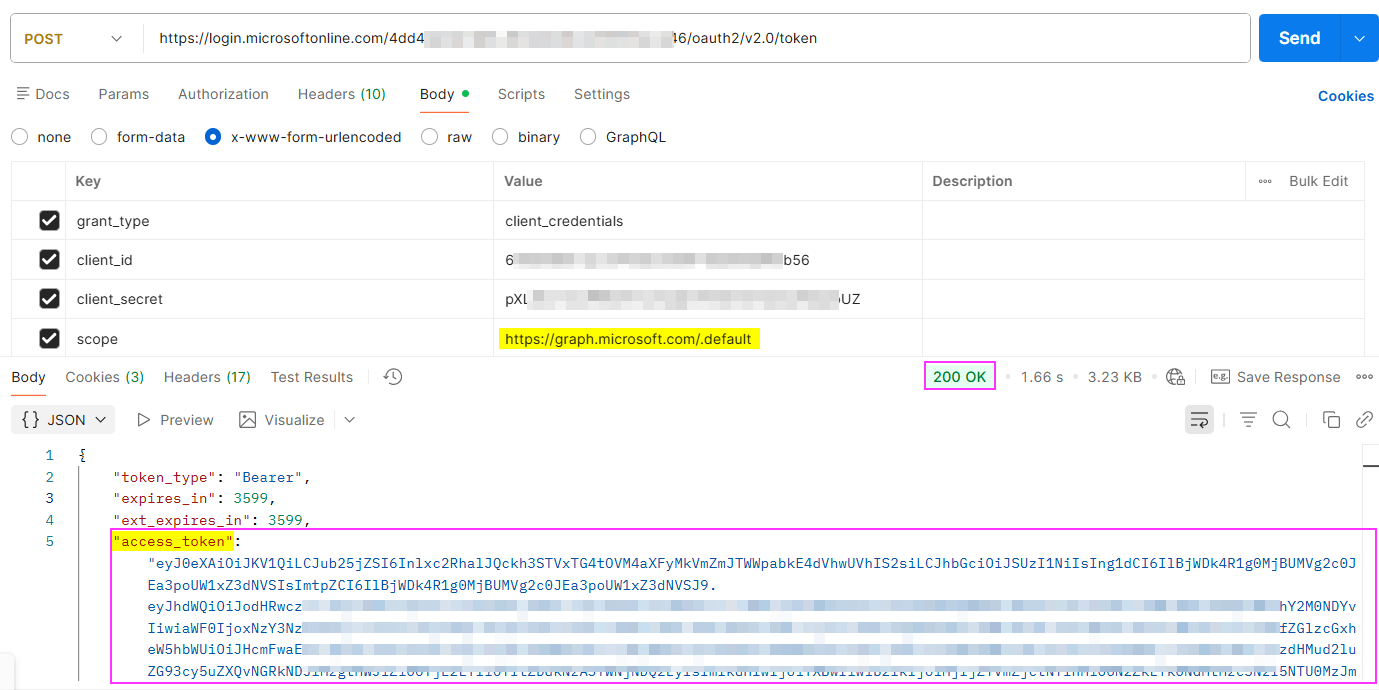 Errors when attempting to access user contact Graph API endpoint ...