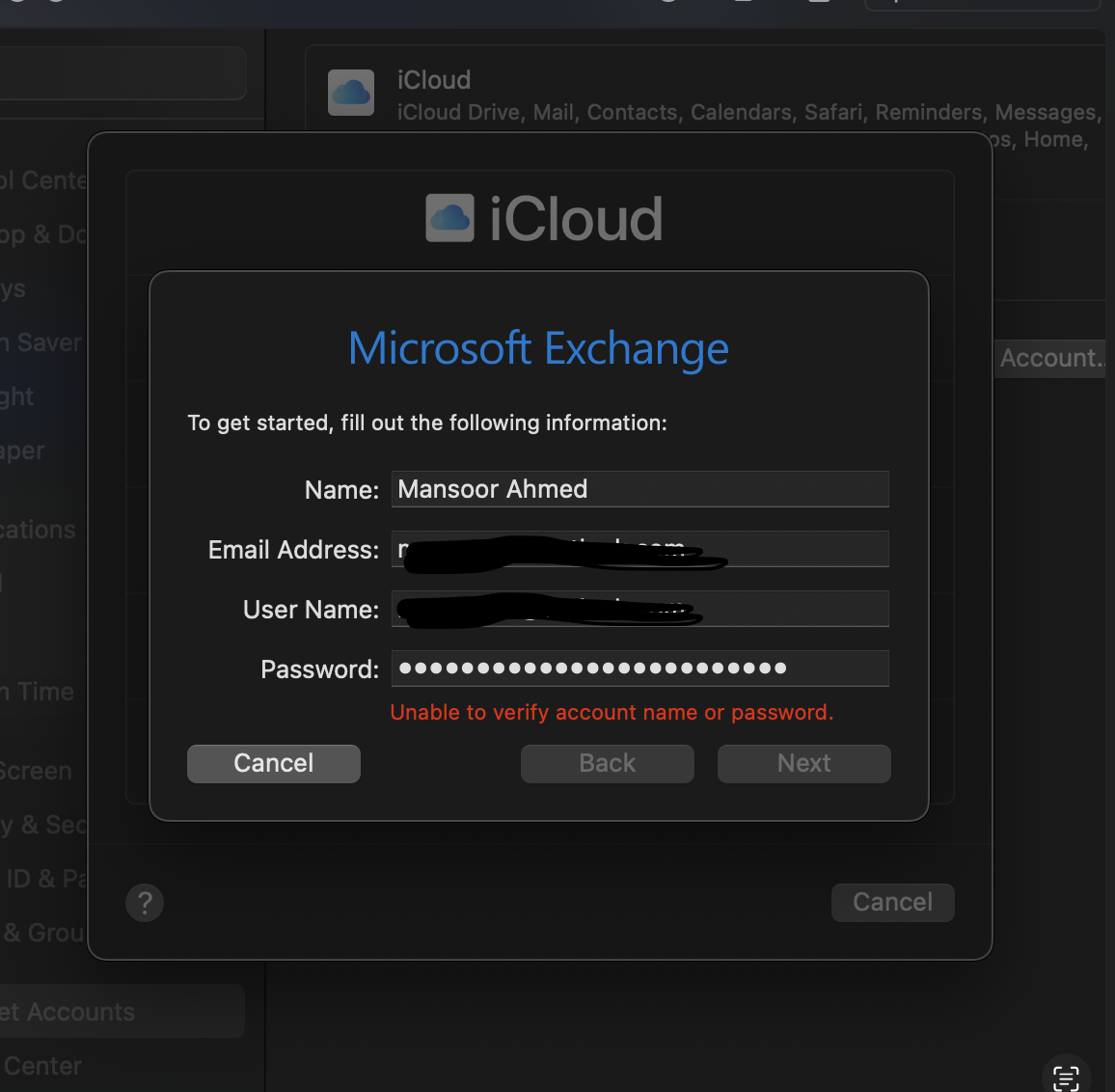 I am trying to connect my outlook.com email to MAC OS (Sequoia 15.7.1 ...