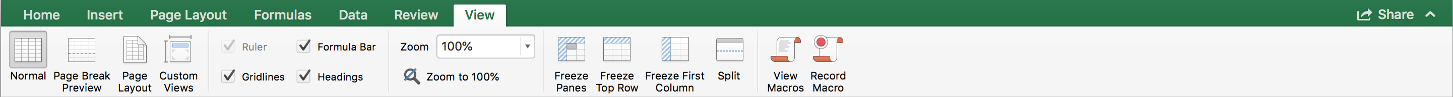 Cannot find Window group in View tab of Excel 2016 workbook - Microsoft Q&A