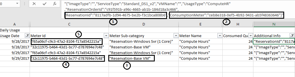 Screenshot of daily usage details and charges
