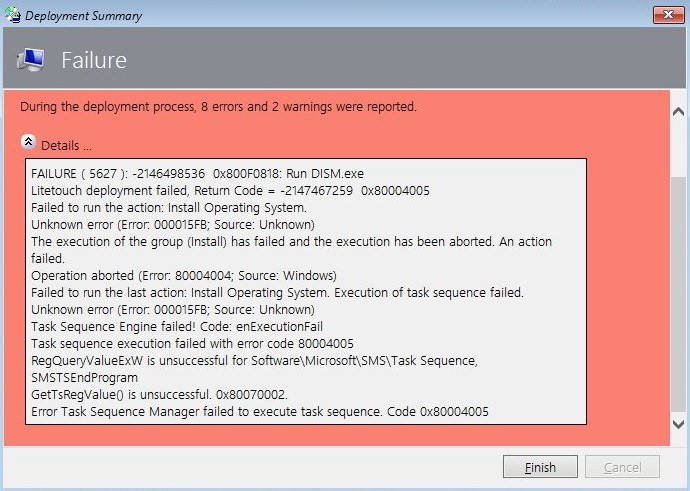 Failed to Install Operating System - Microsoft Q&A