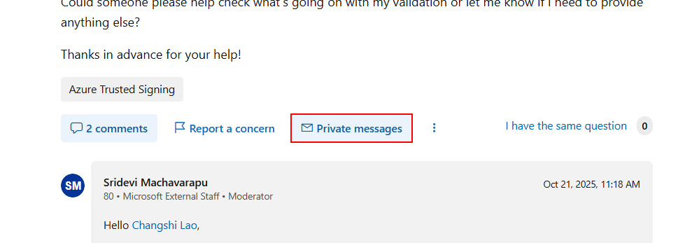 Identity Validation is in progress for more than 30 days - Microsoft Q&A